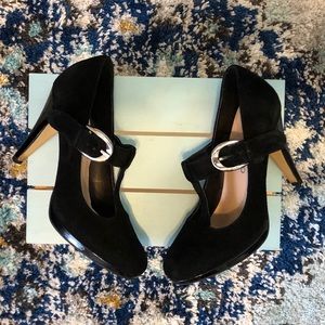 Franco Sarto—Classic T-Strap Heel w/ Silver Buckle